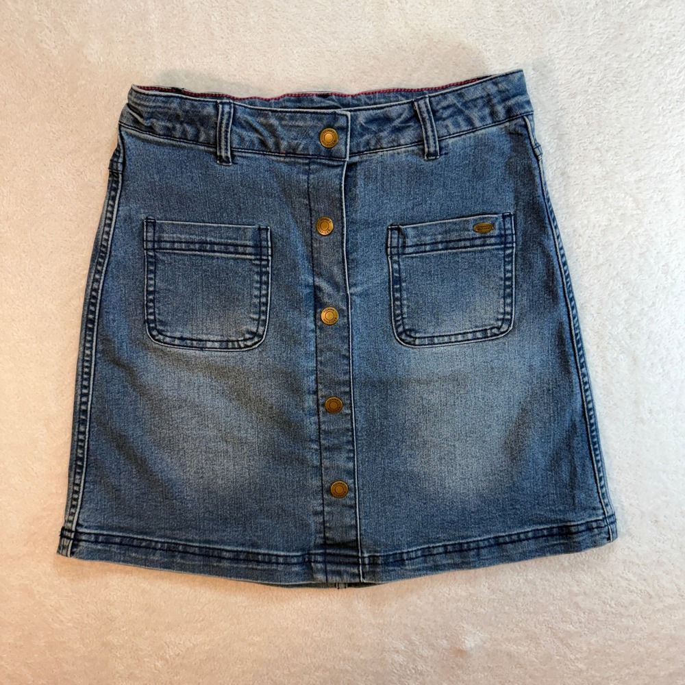 Tommy Hilfiger Girls Denim Button Front Mini Skirt XL 16 Adjustable Waist